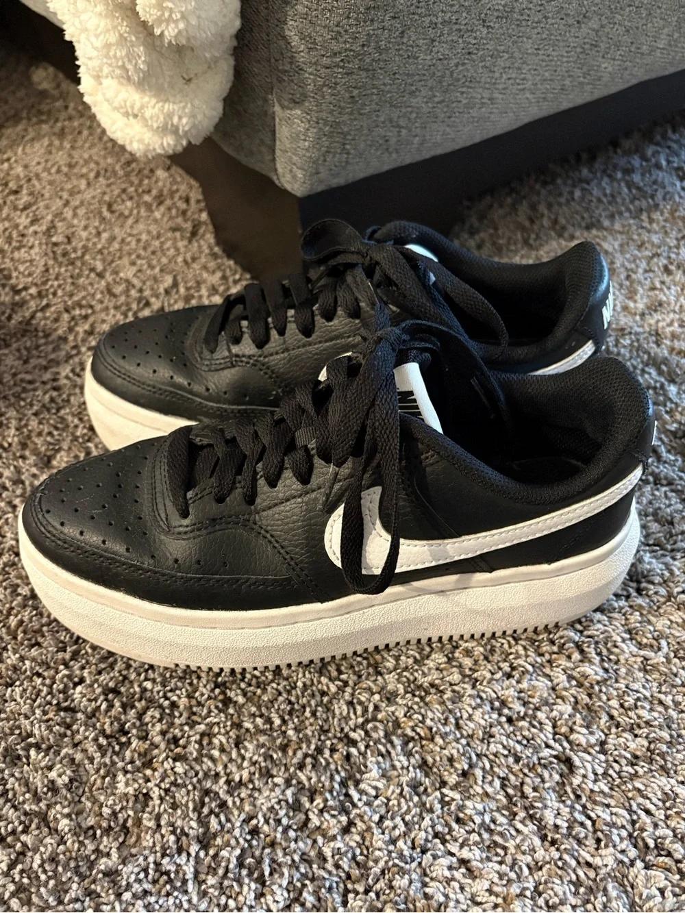 Nike Black and White Court Vision Alta Platform Sneakers (7)